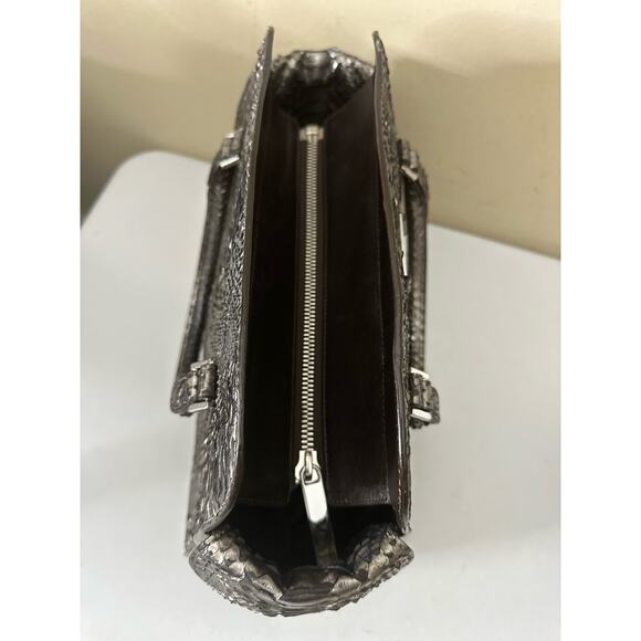 Michael Kors Runway Collection Gia Satchel Python Handbag Purse - Anthracite - Picture 6 of 13